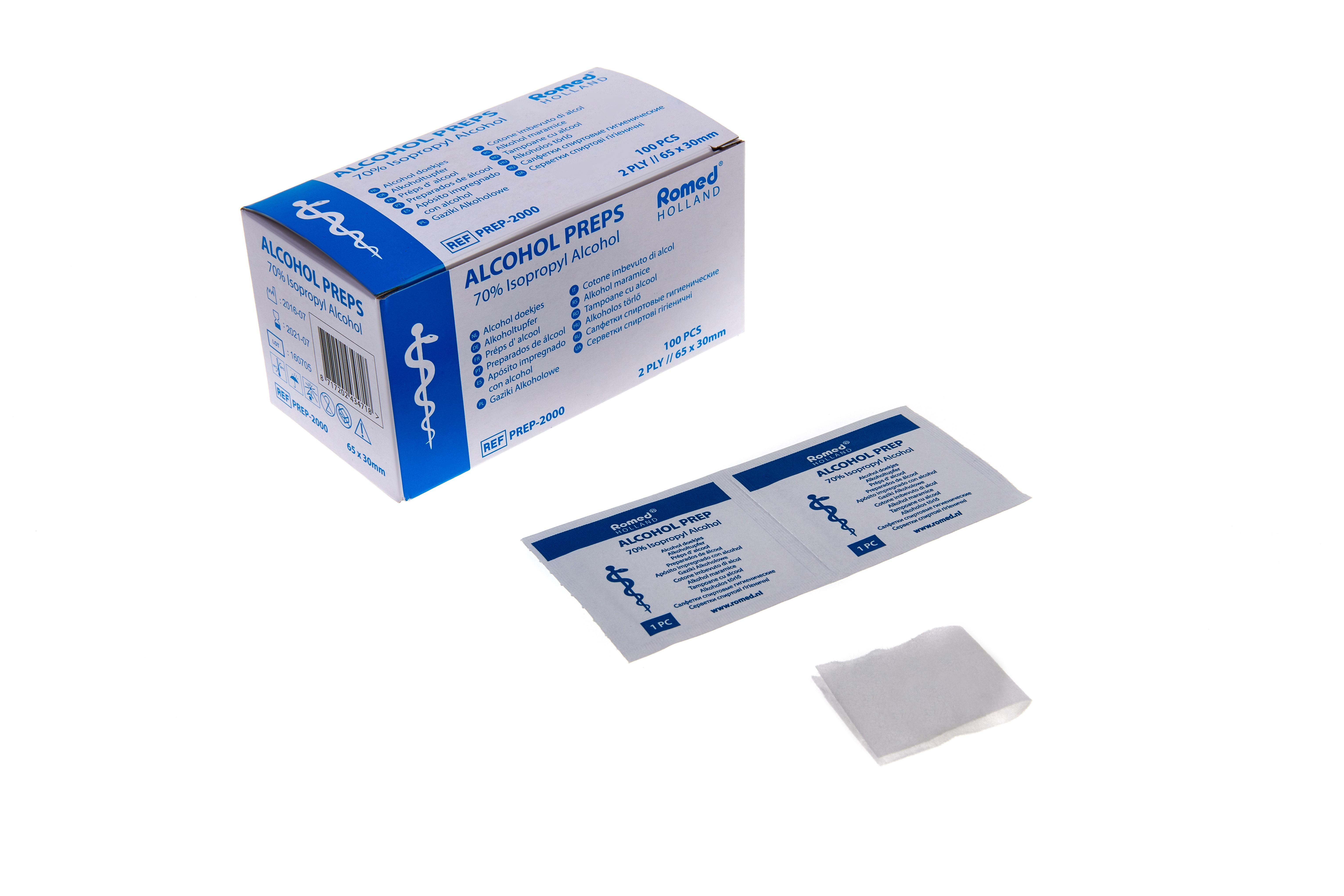 Alkoholne krpice 65x30mm, 100 kos