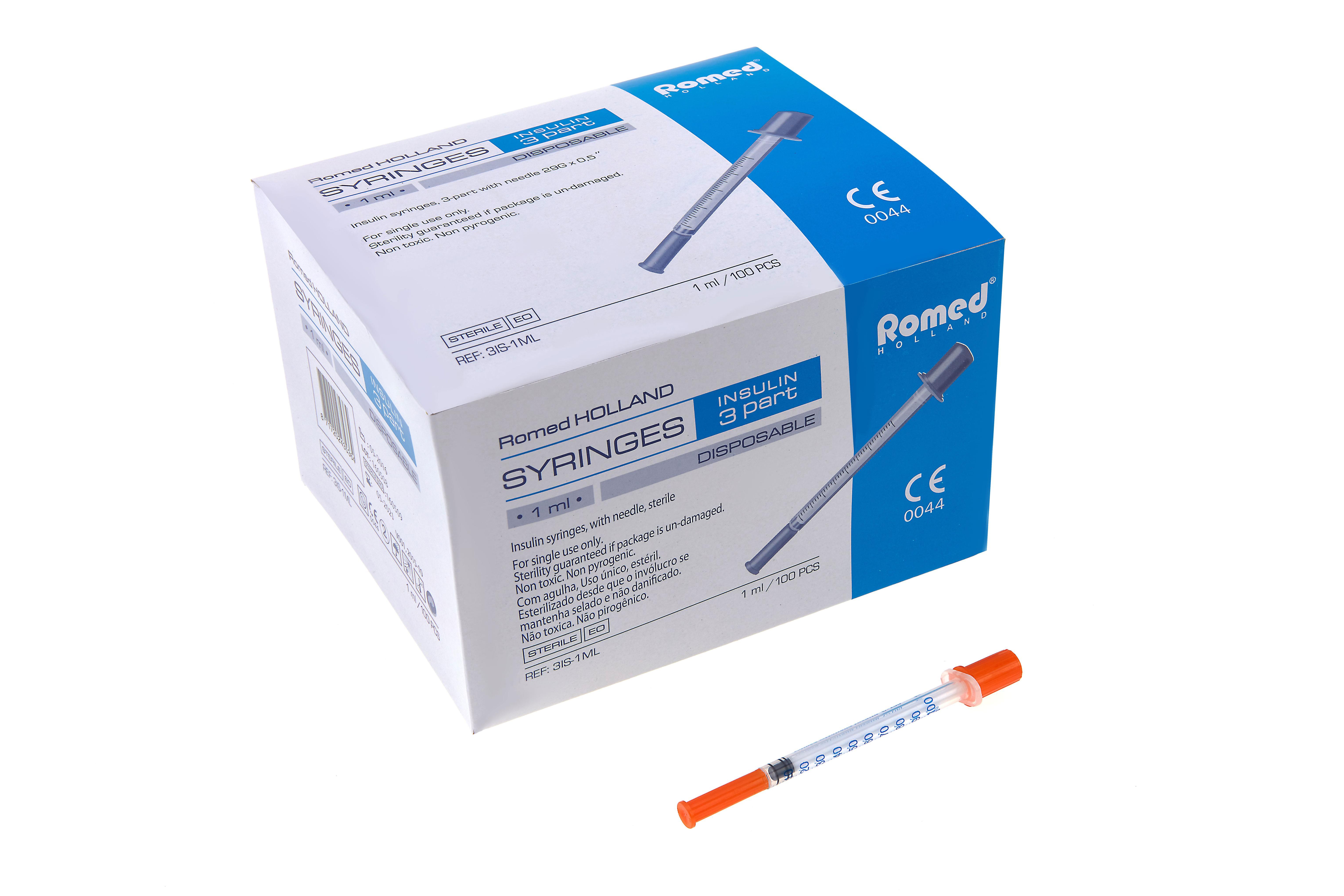 Inzulinska injekcijska brizga 1ml,z iglico,  sterilna, 100 kos